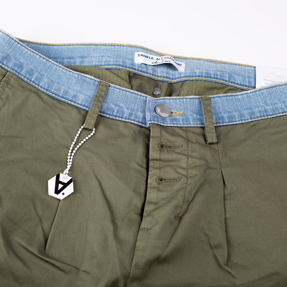 Daniele Alessandrini Military Green Cut and Sew chino pants